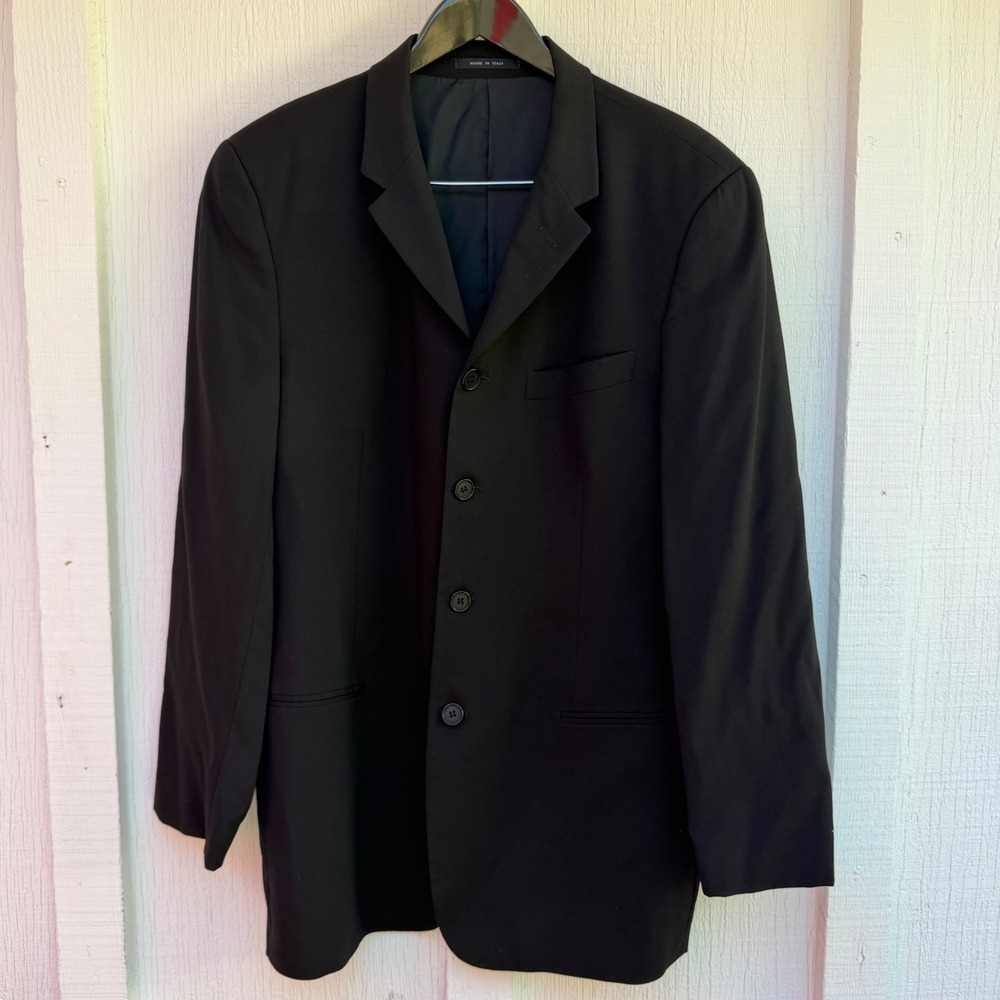 Emporio Armani Mens Black 4 Button Blazer Jacket Made in Italy Size IT 52 US 42